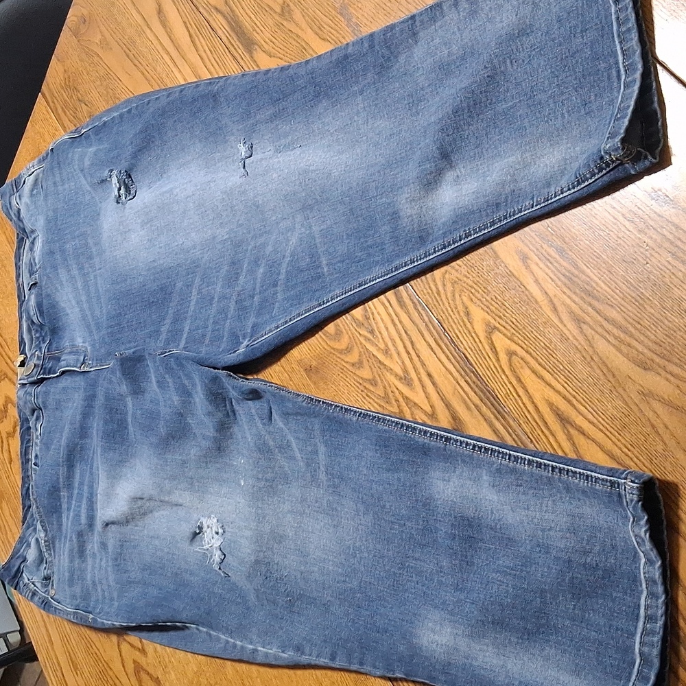 DEMOCRACY Jeans Womens  BLUE 22W FLEX ELLENT Distressed DENIM PREOWNED  Ripped